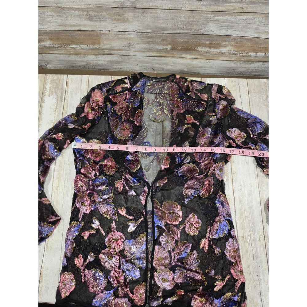 Judy Hornby Couture 3pc Silk Set Floral Devore Jacket Camisole Maxi Skirt Size 4 - Picture 8 of 16